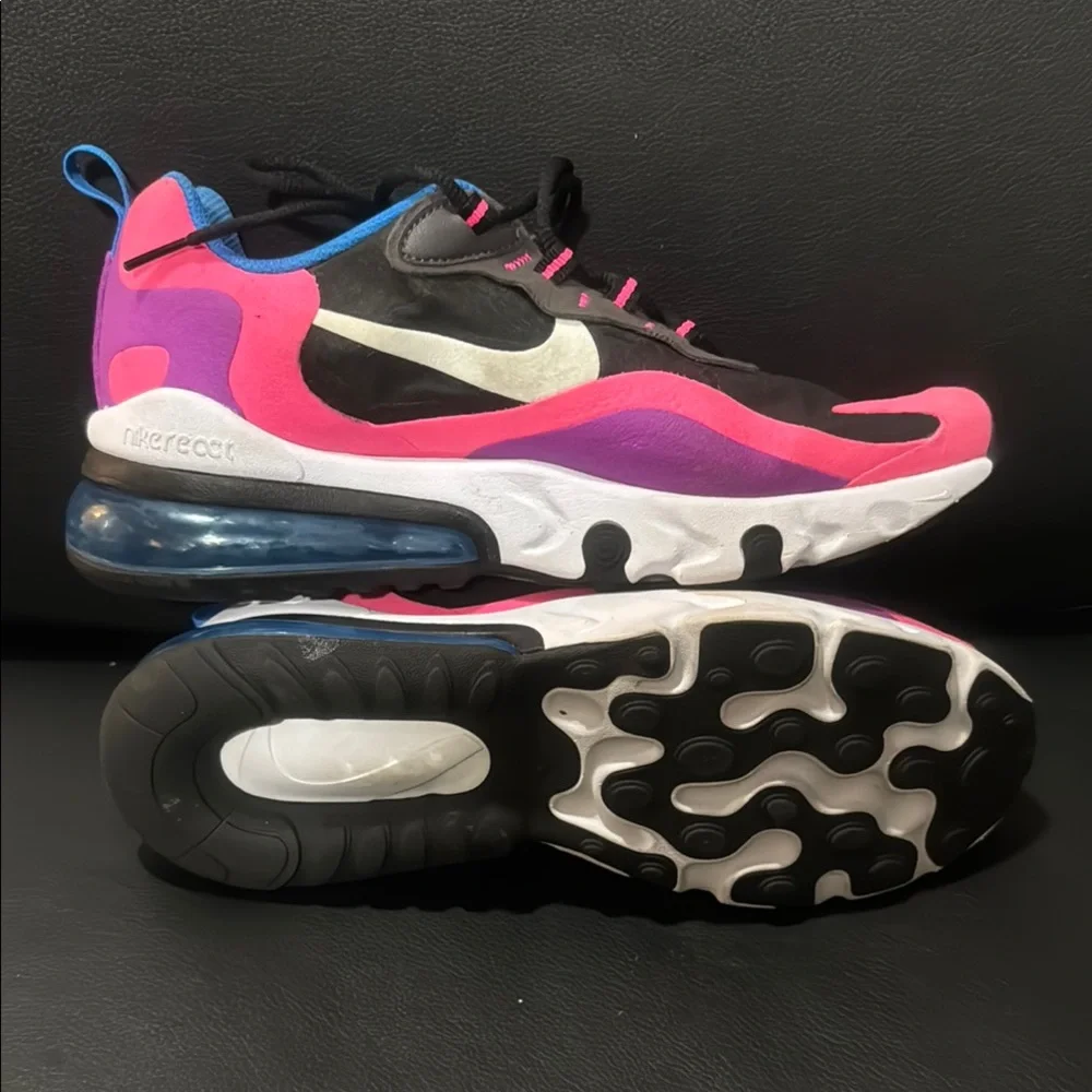 Nike Air Max 270 React -‎ Black, Pink, and Blue